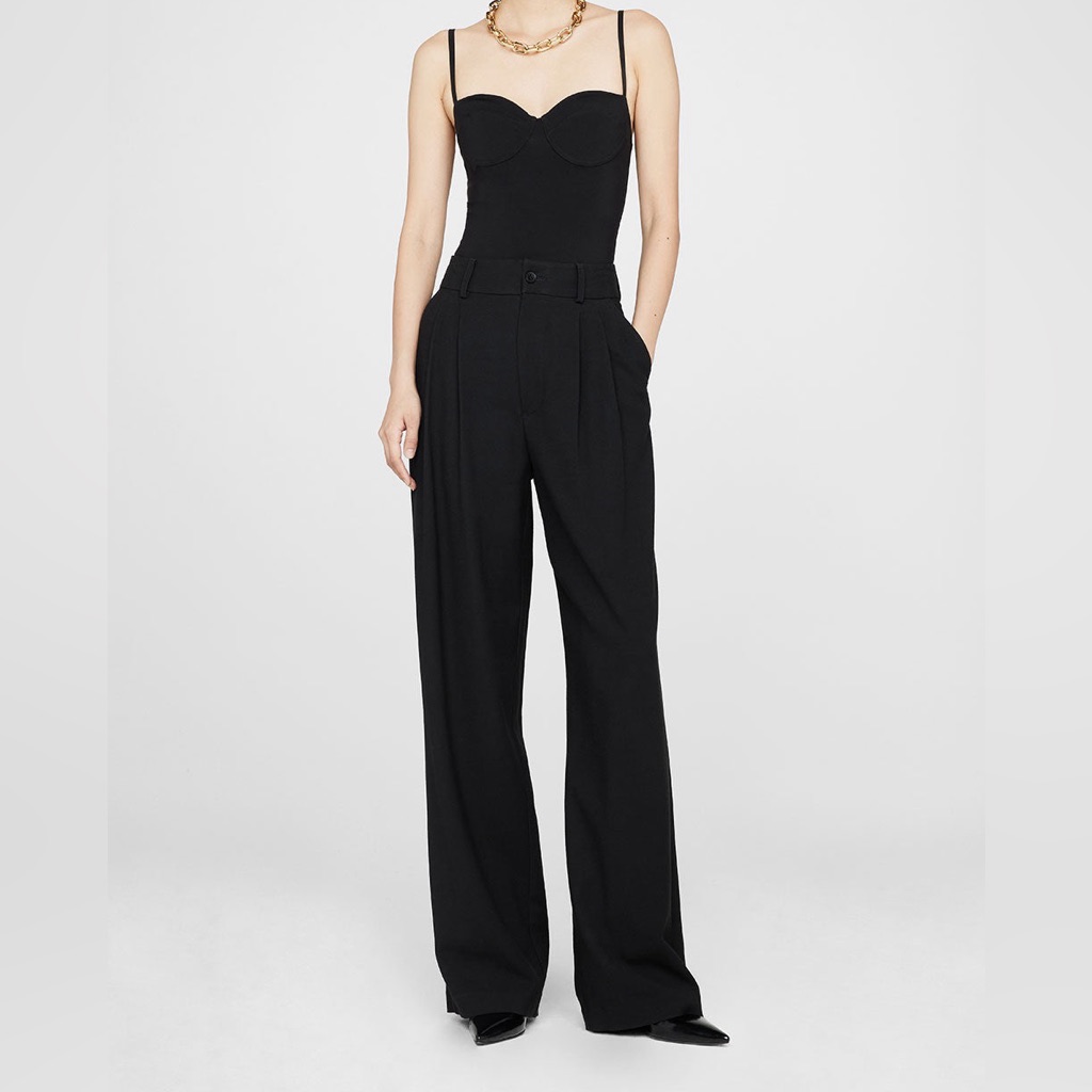 Anine Bing Black Wide-Leg Trousers